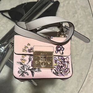 River Island Floral Embroidered Pink Crossbody Bag